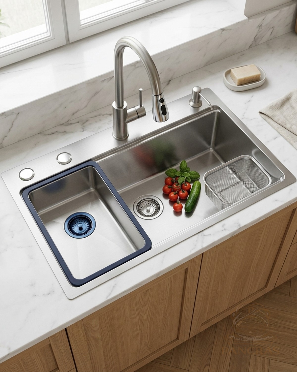 Chậu inox 304 một hố – dập nổi vân đá thiên thạch — PA-P-7848B